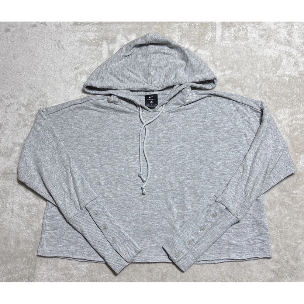 Nike Sportswear Club DriFit Crop Hoodie Sweatshirt Women's Small Gray Yoga